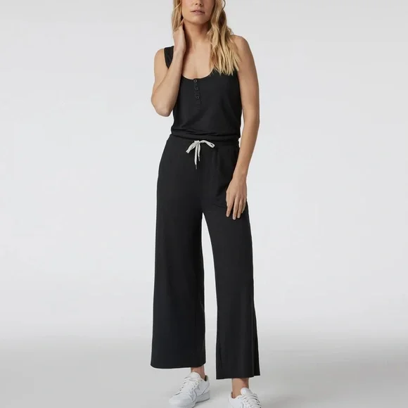 vuori falls wide leg jumpsuit in black heather - Picture 3 of 10